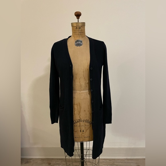 Cabi 5450 Counsel Ribbed Long Cardigan in Navy Blue Size Large - Picture 2 of 6